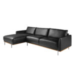 Left chaise longue sofa black leather