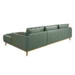 Rechtes Chaiselongue-Sofa in grünem Leder