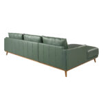 Left chaise longue sofa in green leather