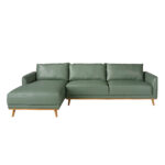 Linkes Chaiselongue-Sofa aus grünem Leder