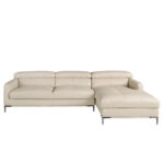 Right chaise longue sofa sand leather