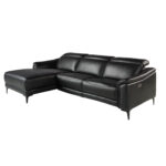Left chaise longue relax sofa in black leather