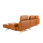 Chaise longue droite en cuir terracotta marron