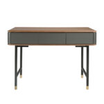 Rectangular console walnut, matt dark grey wood and black steel