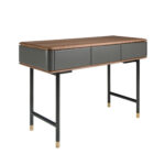 Rectangular console walnut, matt dark grey wood and black steel