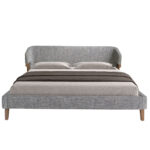 Letto in tessuto grigio