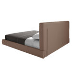 Brown fabric and brown eco-leather upholstered bed