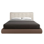 Brown fabric and brown eco-leather upholstered bed