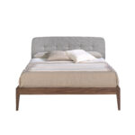 Кровать с обивкой из серой ткани 160 x 200