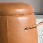 Camel leather pouffe