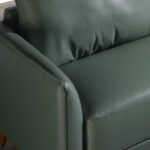 Right chaise longue sofa in green leather