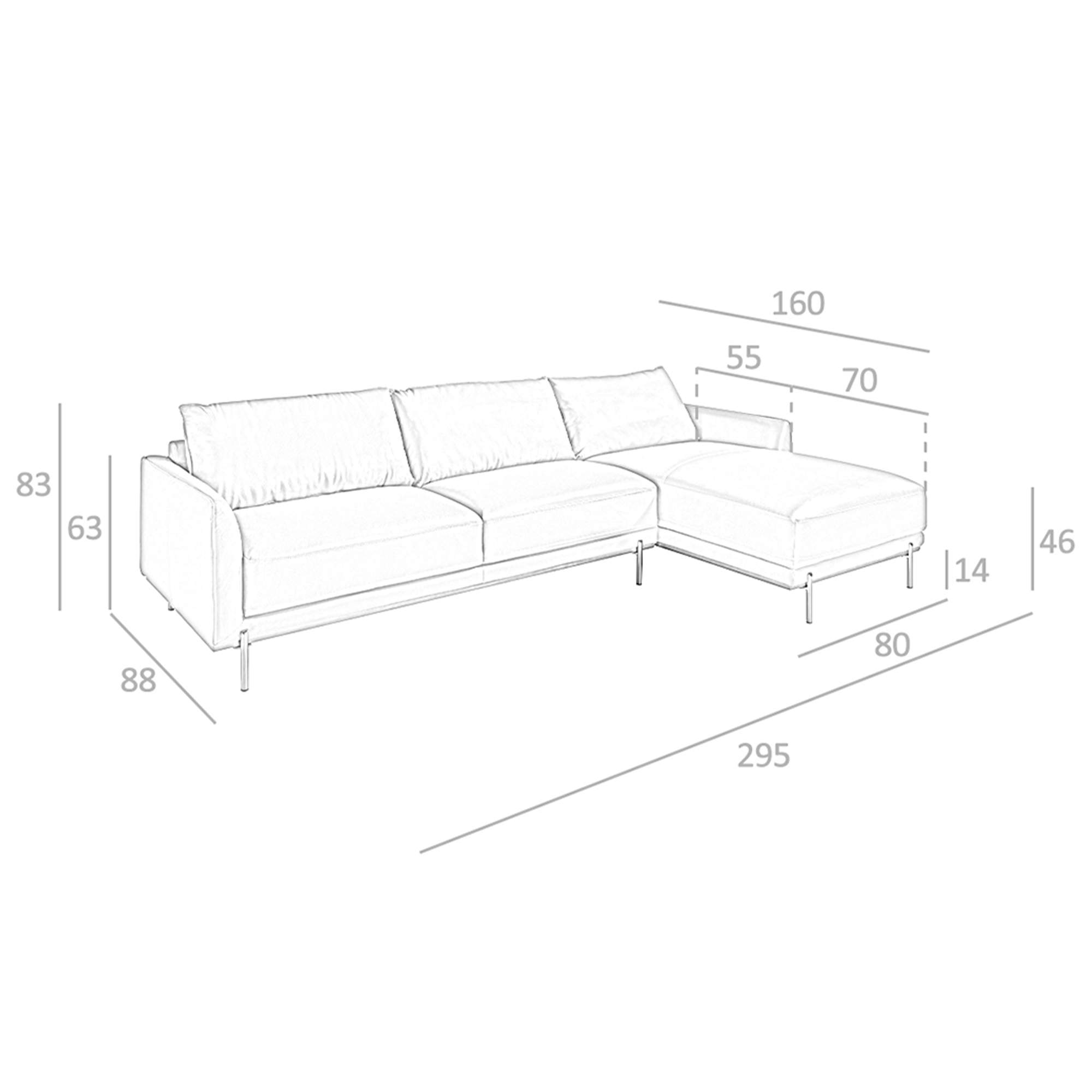 imagem de Sofá chaise longue direito em pele preta5