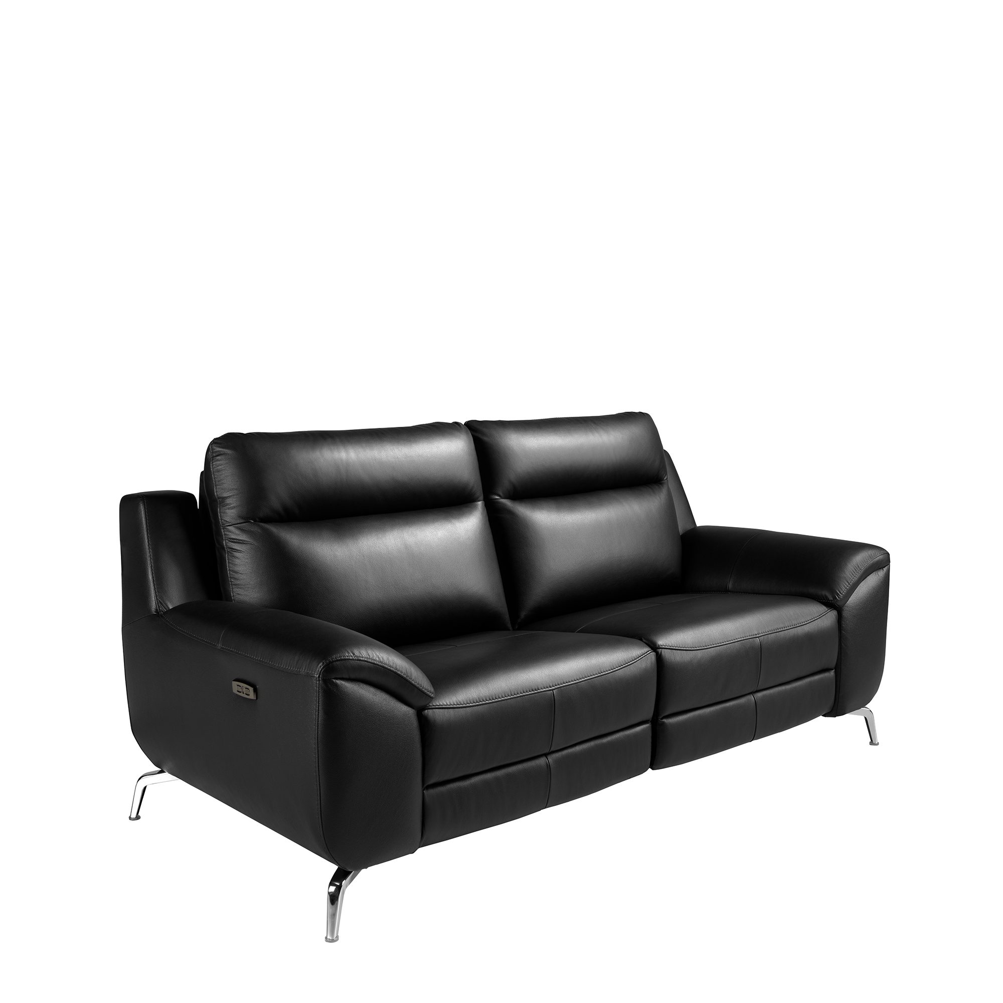 2-Sitzer Relaxsofa aus schwarzem Leder