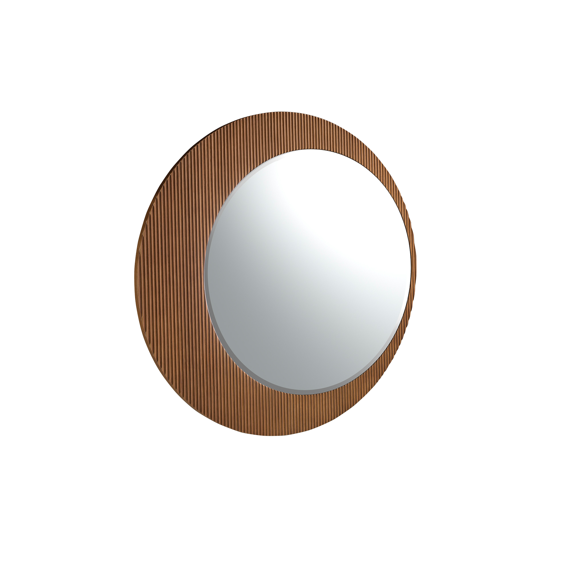 Round walnut wall mirror