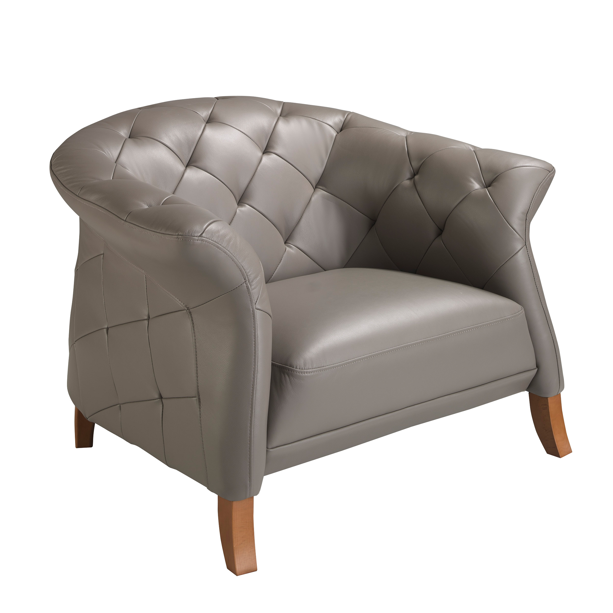 Grey leather armchair