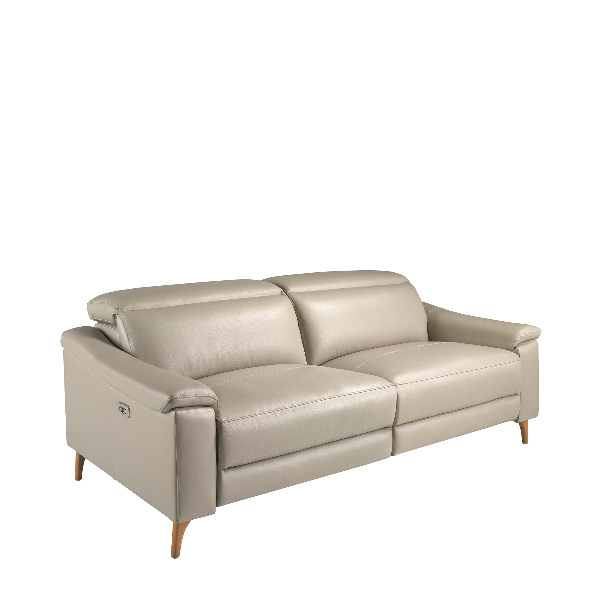 3-Sitzer-Relax-Sofa aus taupefarbenem Leder