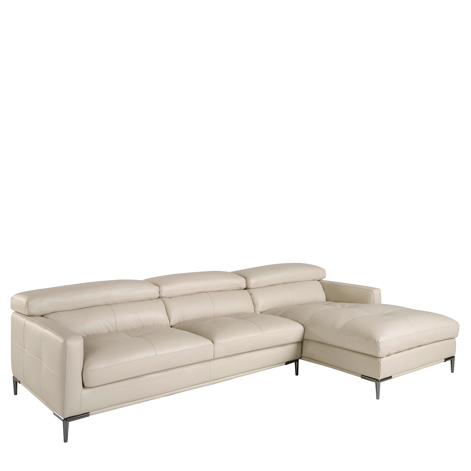 Chaiselongue-Sofa rechts sandfarbenes Leder